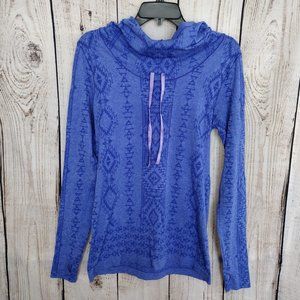 Athletic Essentials | Purple/Blue Aztec Print Seamless Cowl Neck Hoodie